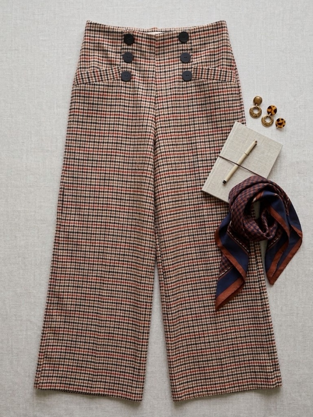 Zara Plaid High-Waist A-Line Skirt - Beige, Black & Red